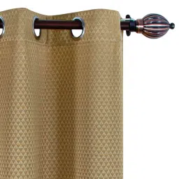 Beige Polyester Solid 7 Ft Semisheer Eyelet 2 Door Curtains By Deco Window image 4