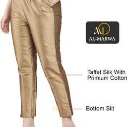 almarwa Women Regular Fit Gold Silk Blend Trousers image 5