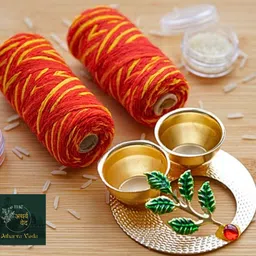 the atharva-veda 2 Red Yellow MOLI Thread, KALAVA for Pooja, Rakshasutra, Mauli Dhaga size MEDIUM Prayer Kit-picture-24