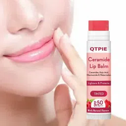 qtpie Ceramide Lip Balm with SPF50 PA+++ - Kojic Acid & Niacinamide rasberry image 1