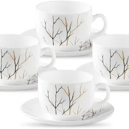 Pack of 12 Opalware Opal Glass Crockery | Cup & Saucer | Twilight Clouds, 160 ml |-image-80