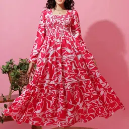 sheetal associates Women Fit and Flare Pink Maxi/Full Length Dress-picture-39