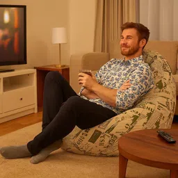 style homez 4XL Classic Cotton Canvas Abstract Printed Teardrop Bean Bag With Bean Filling image 2