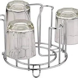 niralasa SS and Virgin Glass Holder for 6 Glasses and Glass Stand Stainless Steel Glass Holder-picture-30
