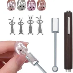 kulis Cute Bunny Nail Charms Set – 4Pcs with 3in1 & Dual Magnet for Nail Art image 1