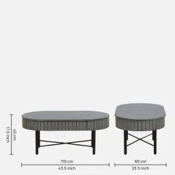 bohemiana from pepperfry Burruss Solid Wood Coffee Table In Grey Colour image 2
