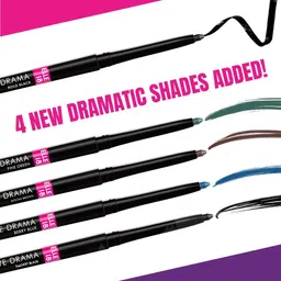 elle 18 Eye Drama Kajal, Matte Finish, Super Black, Waterproof, 0.35 G Pack of 3 image 5