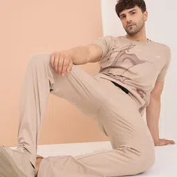 sweet dreams Men Top & Pyjama Set Beige Printed-picture-14