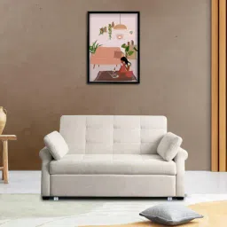 febonic Fornia Fabric 3 Seater Pull Out Sofa Cum Bed In Ivory Cream Colour-picture-11