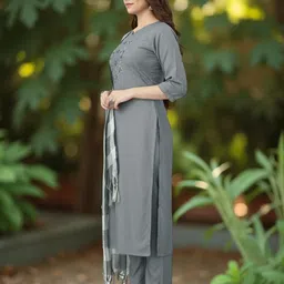 jeny trends Men Cotton Blend Kurti Pant Dupatta Set image 4