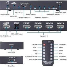 Etzin HDMI 2.0 Switch 4x1 Audio Extractor 3.5 jack optical cable Media(Black) 32 inch Blu-ray Player image 3