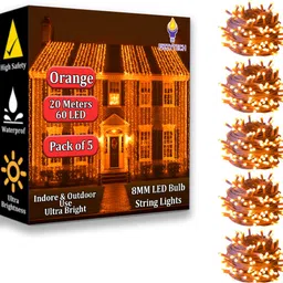 fizzytech 60 LEDs 20 m Orange Steady String Rice Lights-picture-44