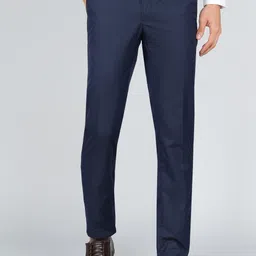 peter england Men Regular Fit Blue Cotton Blend Trousers-picture-27
