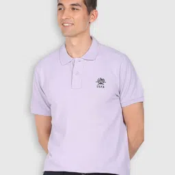u.s. polo assn. Men Solid Polo Neck Cotton Blend Purple T-Shirt-picture-12