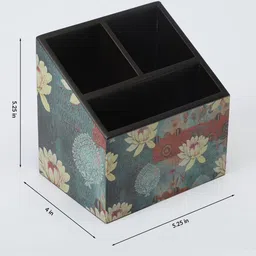 clasicraft Brown Lotus Print MDF Cutlery Holder image 2