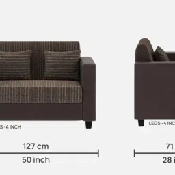 mintwud from pepperfry Baley Fabric 2 Seater Sofa In Lama brown Colour image 2