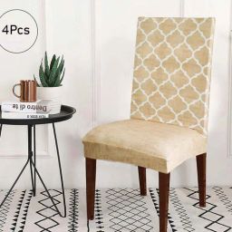b7 creations Beige Printed Polyester Blend 14x38 Inches Chair Covers (Set of 4)-picture-14