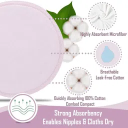 anoma Washable Cotton Maternity Nursing Breast Pads - Washable Pads + Wash Bag - Breastfeeding Nipple Pad for Maternity - Reusable Nipplecovers for Breast Feeding (Pack of 4, Pink) Nursing Breast Pad image 2