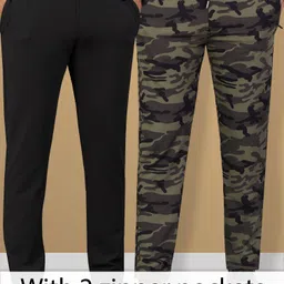 vebnor Pack of 2 Men Printed Black, Green Track Pants image 4