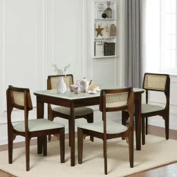 woodsworth from pepperfry Gistel Sheesham Wood 4 Seater Dining Set With Marble Top In Scratch Resistant Provincial Teak Finish-picture-20