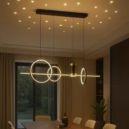 kinis Modern 3 Color Mode (WH/WW/NW) Geometric LED Chandelier Chandelier Ceiling Lamp image 4