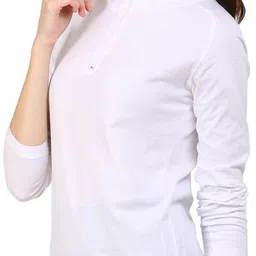 ap'pulse Women Solid High Neck Pure Cotton White T-Shirt image 4