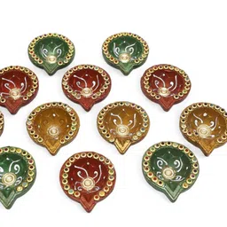 aayansh Diya Set of 12 Pottery (Pack of 12) Table Diya Set image 2