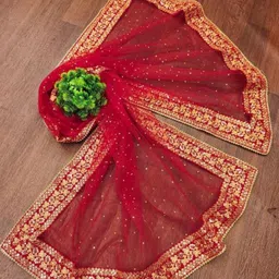 tinytwist Net Embroidered Red Women Dupatta-picture-15