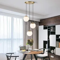 priya light Pendant Lamp in Brushed Brass and White Glass Globes with Adjustable Pendant Lamp Ceiling Lamp-picture-16