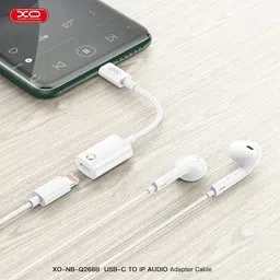 Xo professional White XO-NB-R268B USB-C to Lightning Audio Adapter Cable Plug & Play WireControl White Phone Converter image 3