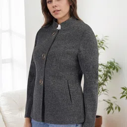 chemistry Polyester Solid Coat For Women image 2