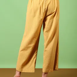 v-mart Women Regular Fit Yellow Cotton Blend Trousers image 2