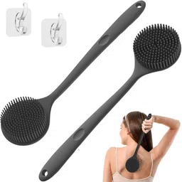 dadop Long Handle Brush for Shower, Durable Design, 2 in 1 Silicone Body & Back Brush-picture-10