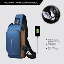 techmaze Anti-theft Water-Resistant Cross body Bags With USB Charging Port Bag Phone Waterproof Backpack image 3
