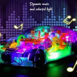 toyhub 3D Car Transparent Car, Car Toy for Kids with 360 Degree Rotation, Gear Simulation Mechanical Car, Concept Racing Car, Sound & Light Toys for Kids Boys & Girls image 5