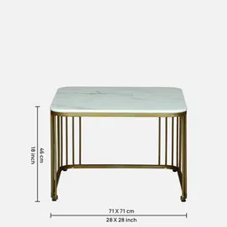 casacraft from pepperfry Elvas Metal Nesting Coffee Table Set with White Porcelain Top (Set of 2) image 3