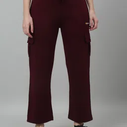 cantabil Women Solid Maroon Track Pants image 1