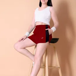 nexsus apparels Color Block Women Red Casual Shorts image 5