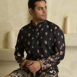 bexario Men Printed Cotton Rayon Straight Kurta image 4