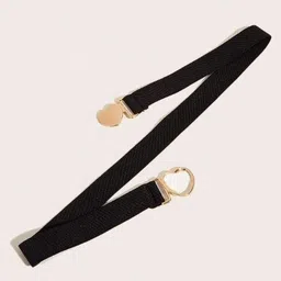 khodal zone Women Casual Black Fabric, Metal Belt image 2