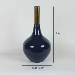 de maison decor Stout Diedra Teal Blue Brass Floor Vase image 3