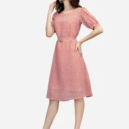houseofcommon Women Maxi Pink Knee Length Dress image 3
