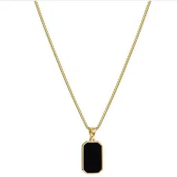 oxcar Gold Chain Necklace with Black Rectangular Pendant for girls and women-061 Gold-plated Stainless Steel Pendant Set-picture-25