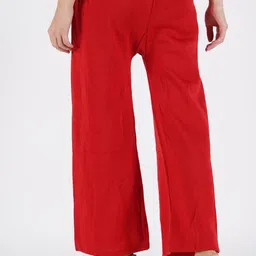 al-hudooms Women Loose Fit Red Wool Trousers image 2