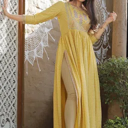 krisha creation Women Printed Viscose Rayon Anarkali Kurta-picture-13