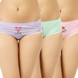 vaishma Pack of 3 Women Bikini Purple, Light Green, Pink Panty-picture-12
