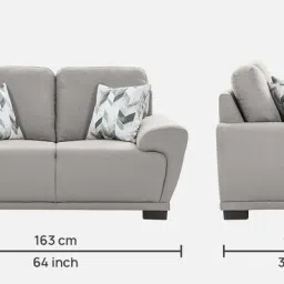 casacraft from pepperfry Clarksville Fabric 2 Seater Sofa in Grey Colour image 2