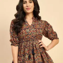 indrastyle Casual Regular Sleeves Printed Women Red Top-picture-24