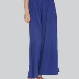 lyra Women Regular Fit Blue Cotton Blend Trousers-picture-22