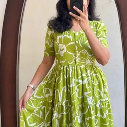 assamica Women Fit and Flare Green Midi/Calf Length Dress image 3